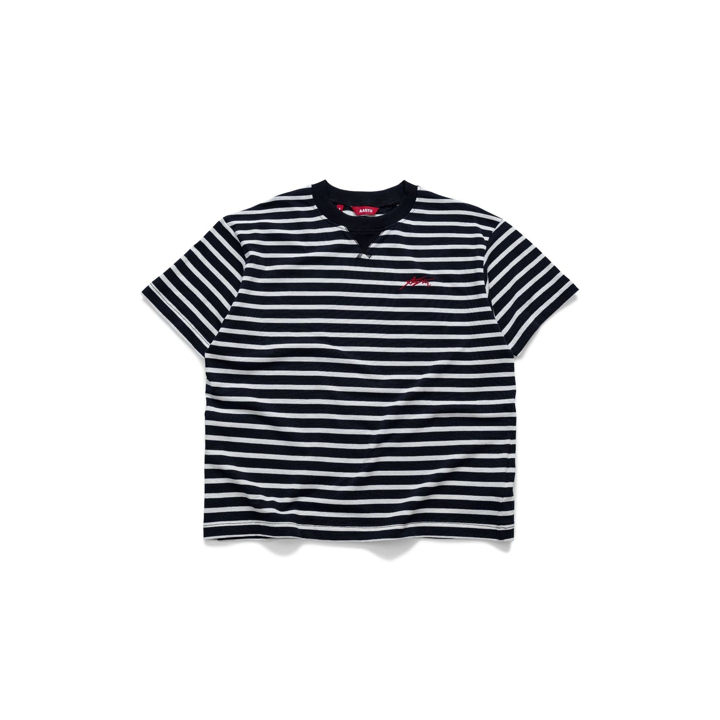 AASTU SIGNATURE STRIPED BLACK TEE // WHITE