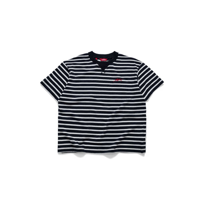 AASTU SIGNATURE STRIPED BLACK TEE // WHITE