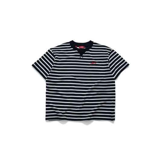 AASTU SIGNATURE STRIPED BLACK TEE // WHITE