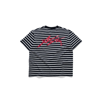 AASTU SIGNATURE STRIPED BLACK TEE // WHITE