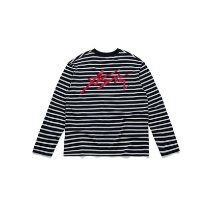 AASTU SIGNATURE STRIPED BLACK LONG SLEEVE // WHITE