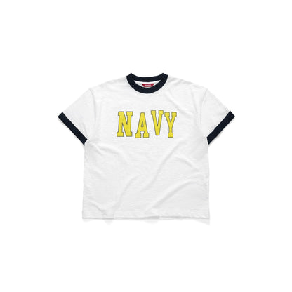 AA NAVY LOGO TEE // WHITE