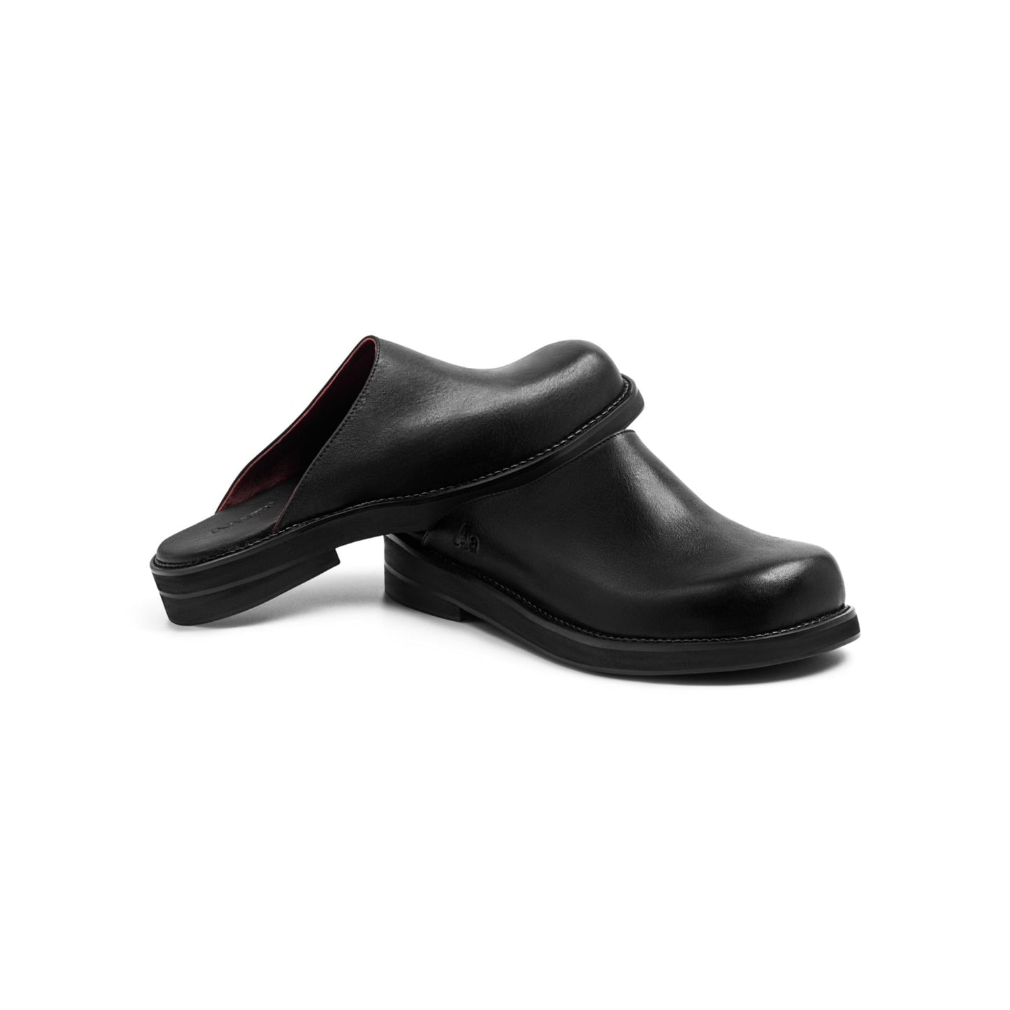 AA CLOG COW LEATHER // BLACK-RED