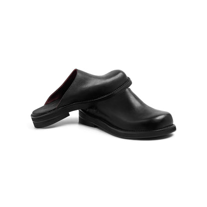 AA CLOG COW LEATHER // BLACK-RED