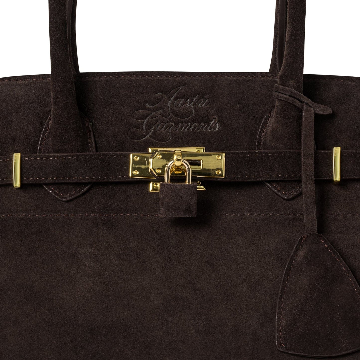 AASTU CARRYALL SUEDE LEATHER BAG // DARK BROWN / GOLD