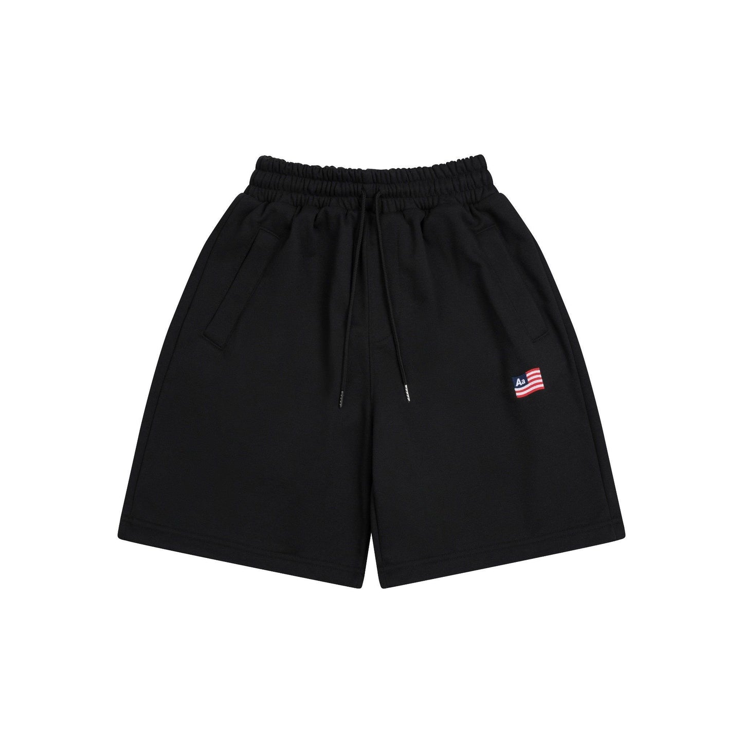 AA FLAG LOGO SWEAT SHORTS // BLACK
