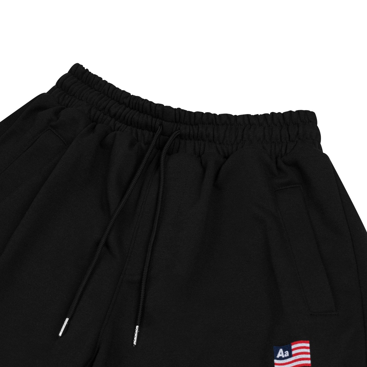AA FLAG LOGO SWEAT SHORTS // BLACK