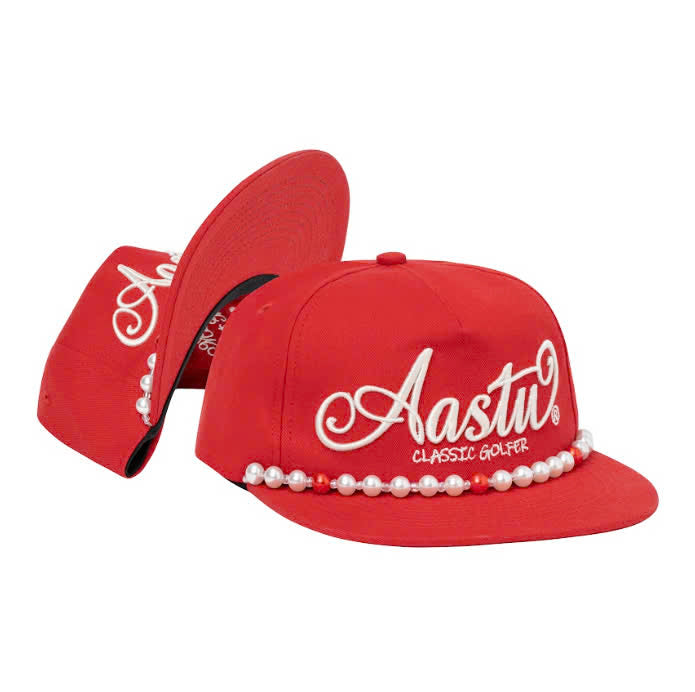 AA CLASSIC GOLFER CAP // RED - PEARL CHAIN
