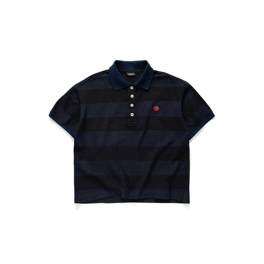 AASTU AAPLE STRIPED NAVY POLO // WASHED