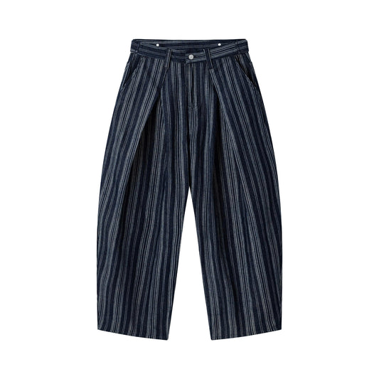 AA PLEATED DENIM PANTS // BLUE STRIPED