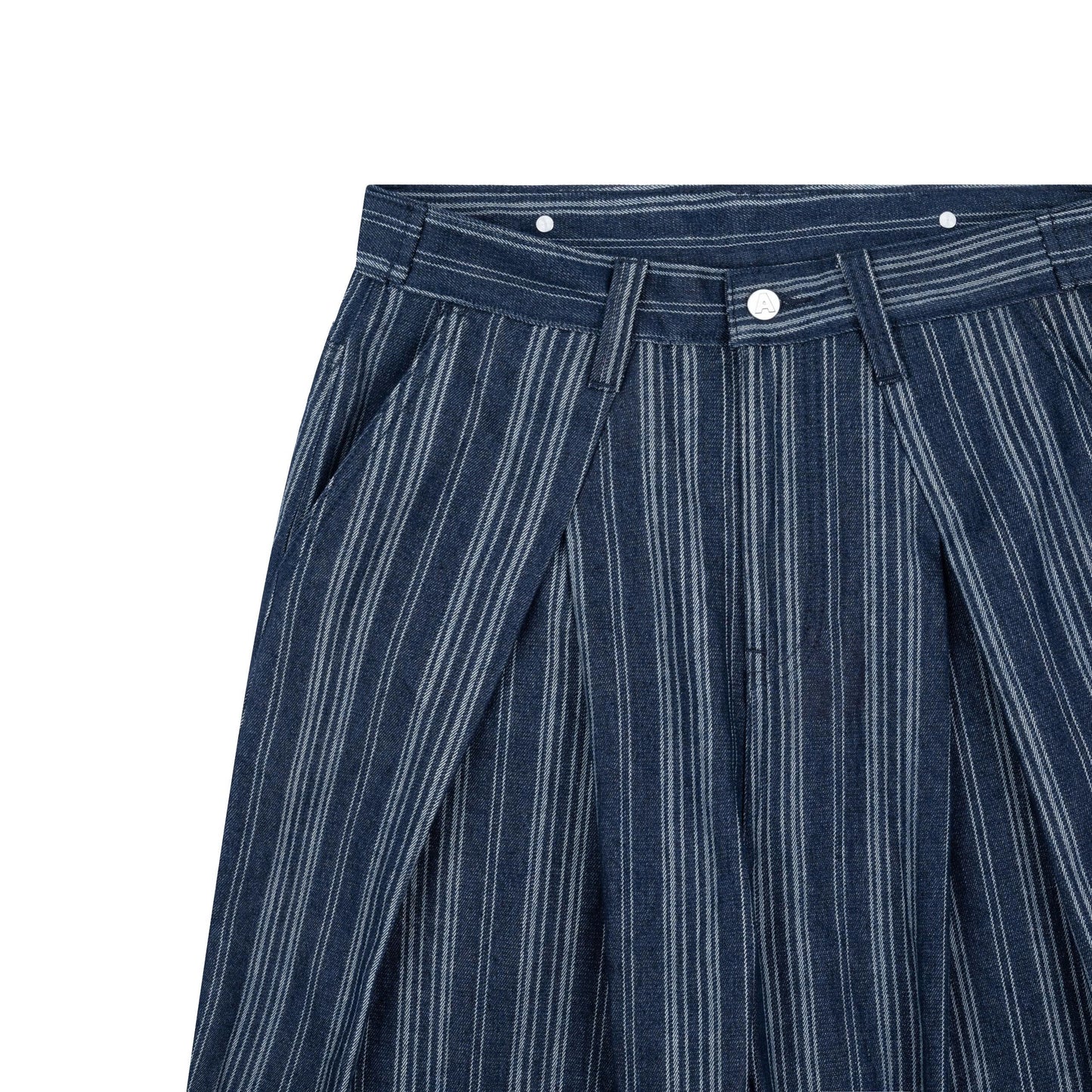 AA PLEATED DENIM PANTS // BLUE STRIPED