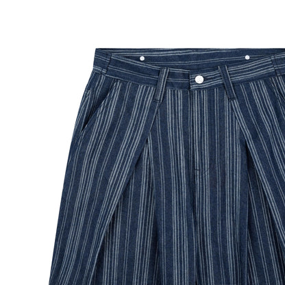 AA PLEATED DENIM PANTS // BLUE STRIPED