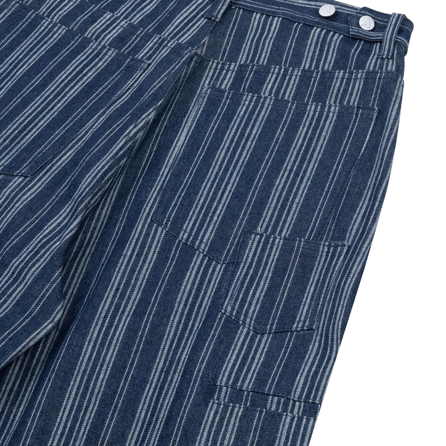 AA PLEATED DENIM PANTS // BLUE STRIPED