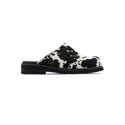 AA CLOG FUR LEATHER // BLACK MILCH COW
