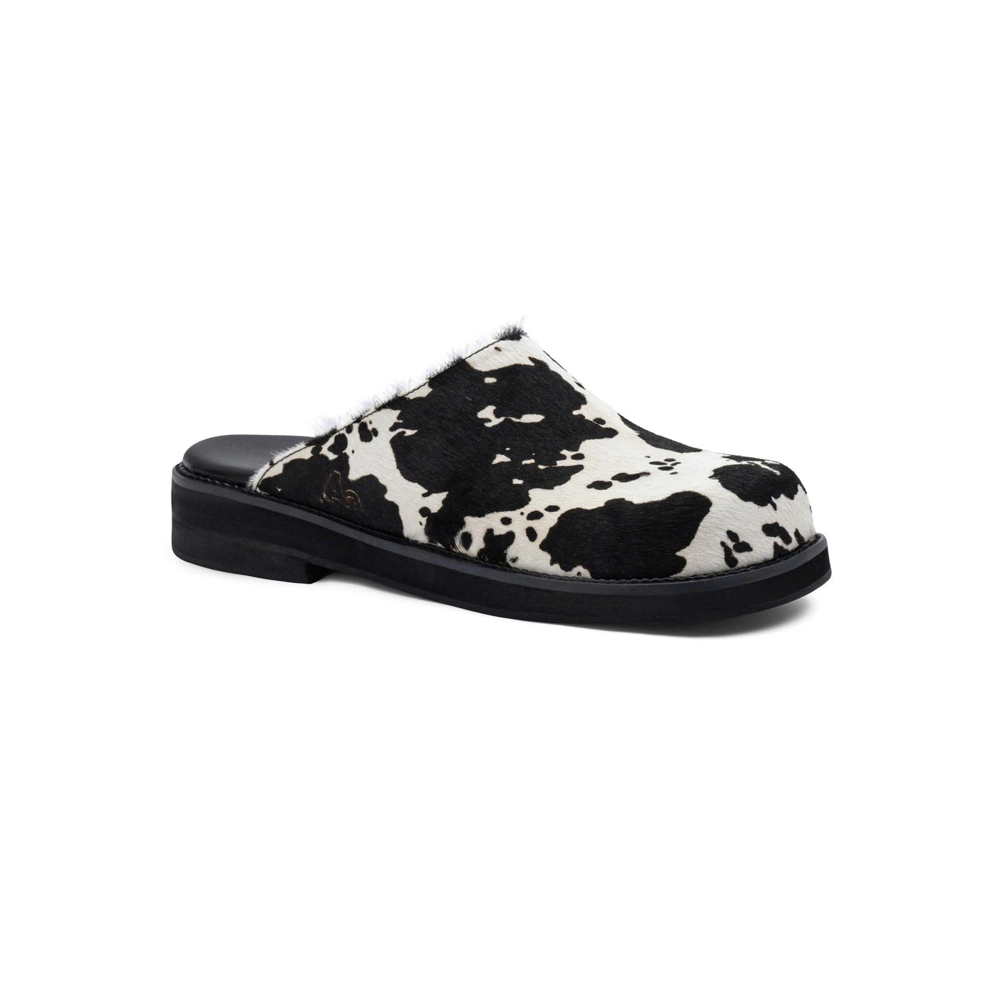 AA CLOG FUR LEATHER // BLACK MILCH COW