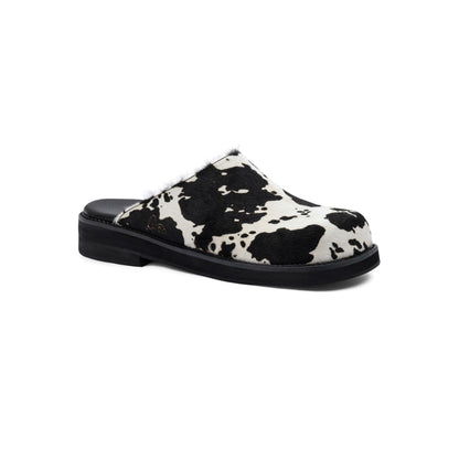 AA CLOG FUR LEATHER // BLACK MILCH COW