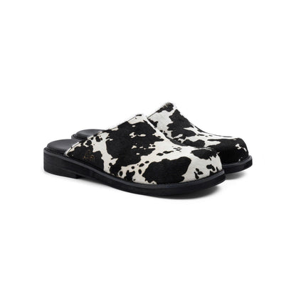 AA CLOG FUR LEATHER // BLACK MILCH COW