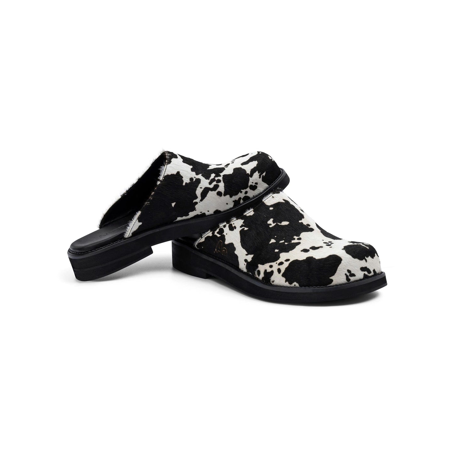 AA CLOG FUR LEATHER // BLACK MILCH COW