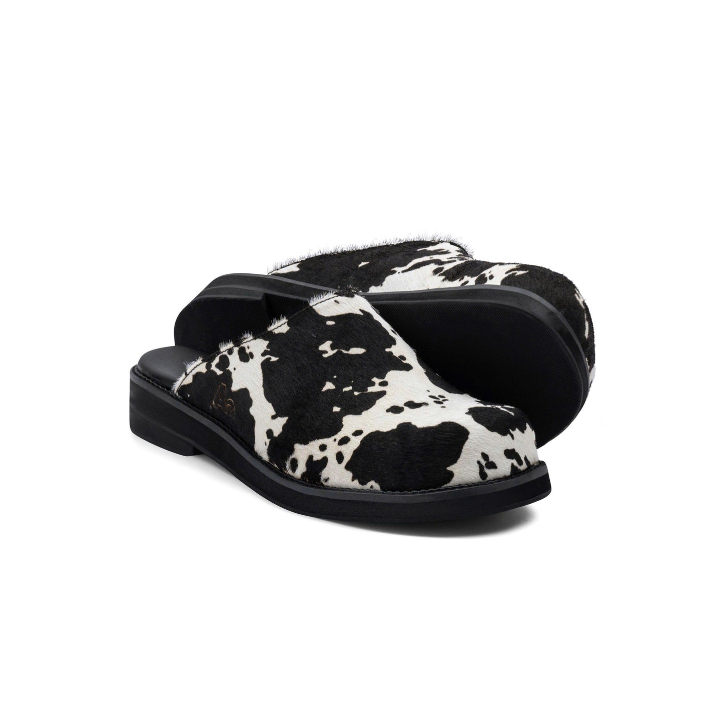 AA CLOG FUR LEATHER // BLACK MILCH COW