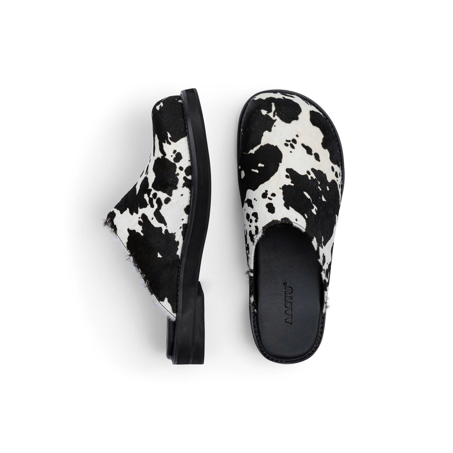 AA CLOG FUR LEATHER // BLACK MILCH COW
