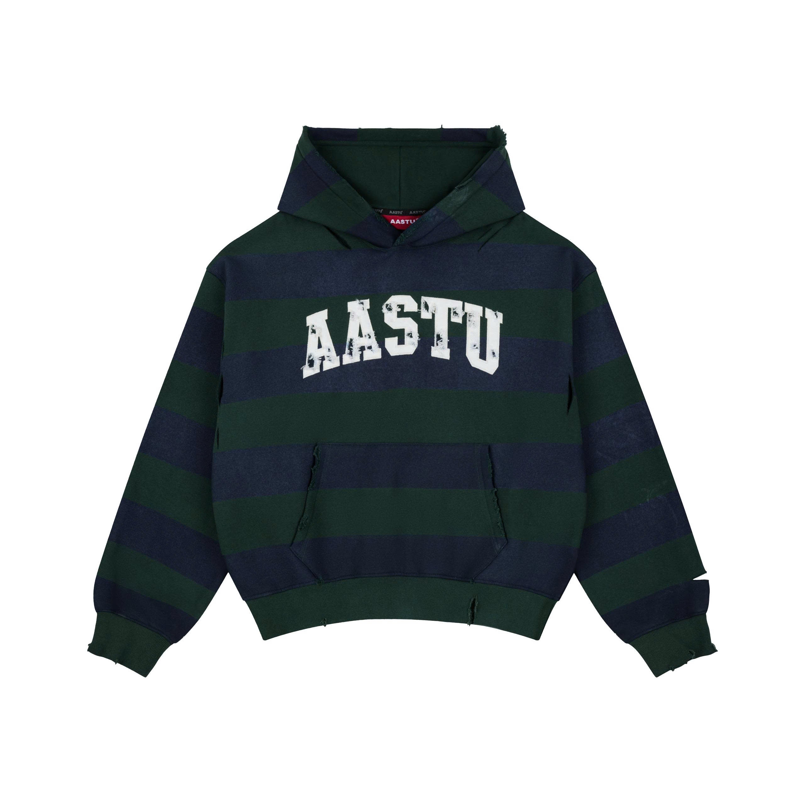 AA CLASSIC STRIPED NAVY HOODIE WASHED // GREEN – AA STU.