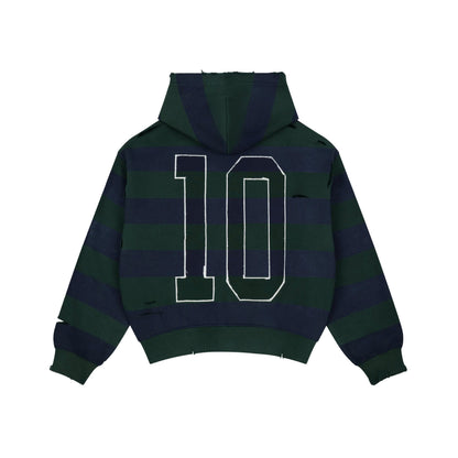 AA CLASSIC STRIPED NAVY HOODIE WASHED // GREEN